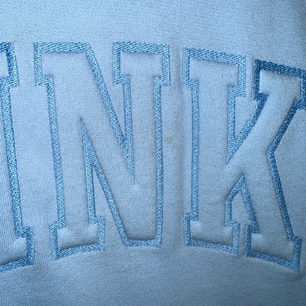 Victoria’s Secret PINK Baby Blue Sweatshirt Embroidered Logo Small Women’s - Picture 5 of 12